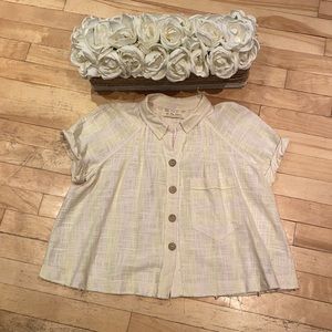 Distressed Free People button down crop jacket